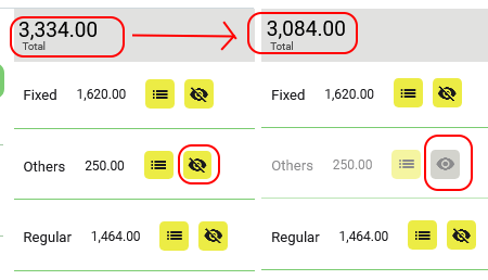 Exclude from the total amount